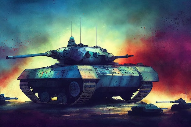 The tank is in battle firing at the enemy world war huge tank
digital art style illustration painting