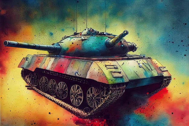 The tank is in battle firing at the enemy world war huge tank
digital art style illustration painting