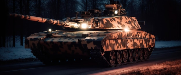 Photo a tank is lit up in the dark