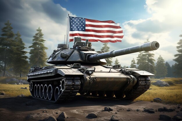 Photo a tank with the american flag on the top