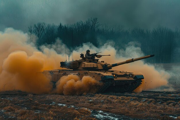 Premium Photo | A tank with smoke coming out of it