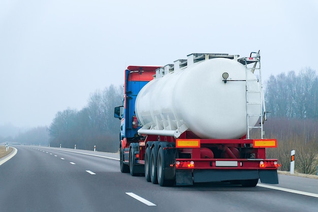 Tanker storage in the road in winter Rovaniemi, Lapland, Finland