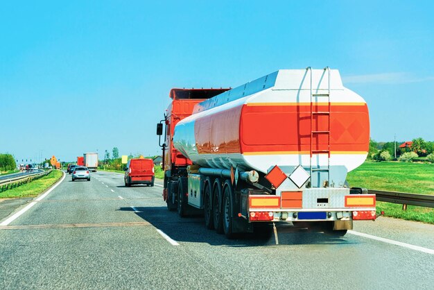 Tanker storage truck in highway in Czech republic Europe