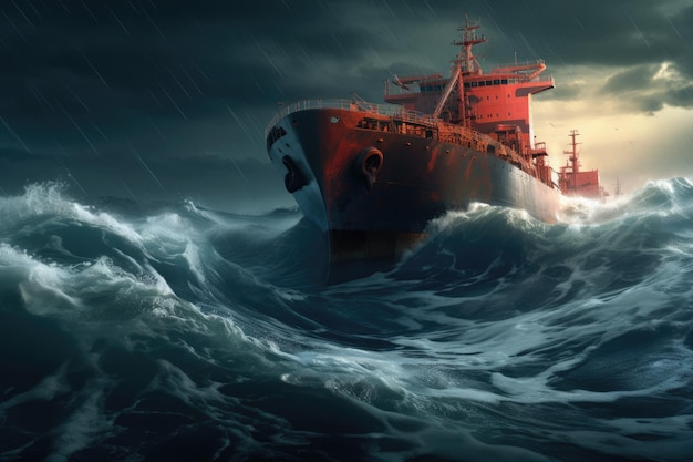 Tanker In A Storm Ocean