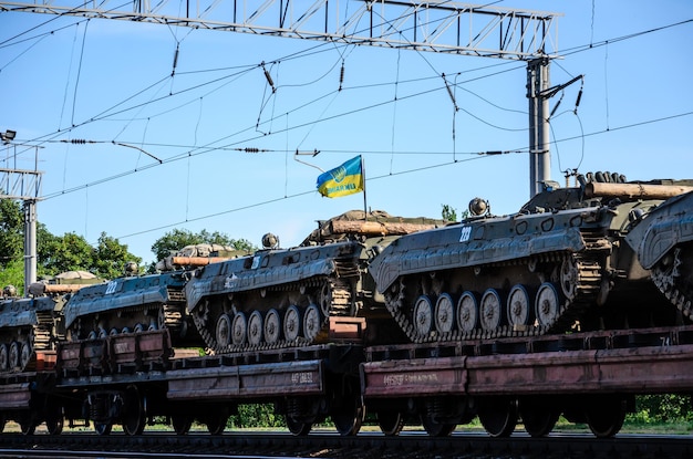 Tanks on a freight platform