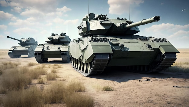 Tanks in een battlefront-achtergrond Generatieve AI