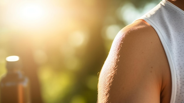 Tanned Shoulder Bliss Captivating CloseUp of Sun Lotion Application