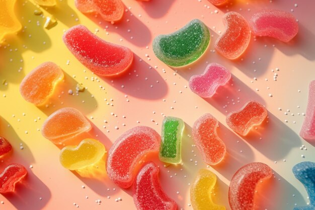 Tantalizing Chaos A Vibrant Assortment of Colorful Sour Gummy Sweets