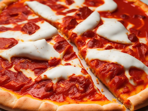 A tantalizing closeup of a freshly baked Italian pizza