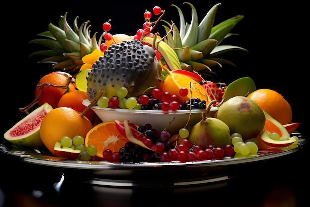 Tantalizing display exotic fruit arrangement on a plate