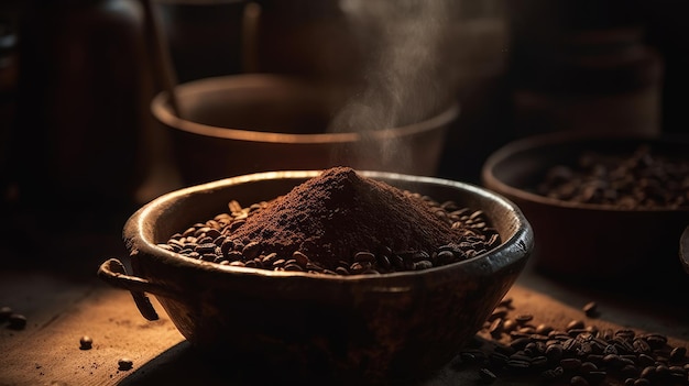 Tantalizing smell of freshly ground coffee beans AI generated