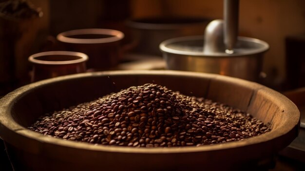 Tantalizing smell of freshly ground coffee beans AI generated