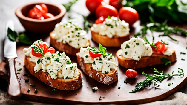 Tantalizing Taste Herbed Ricotta on Crispy Bruschetta