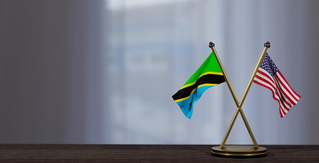 Tanzania en de VS vlaggen op tafel Onderhandeling