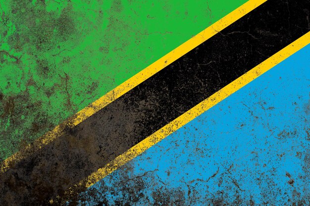 Tanzania flag on a grungy old concrete wall surface