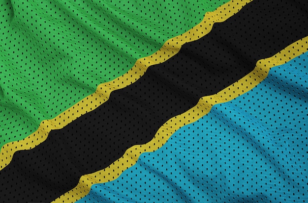 Tanzania flag printed on a polyester nylon sportswear mesh fabric