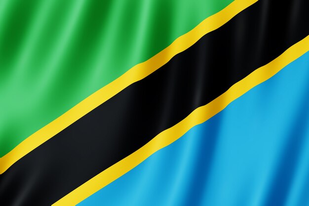 Tanzania flag waving in the wind.