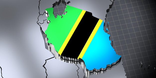 Tanzania grenzen en vlag 3D illustratie