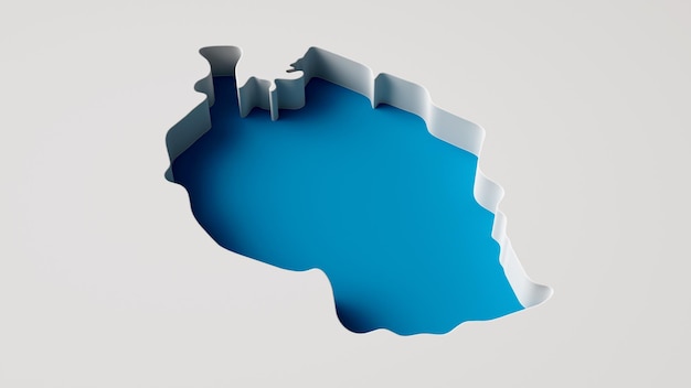 Tanzania map39s illustrazione 3d mappa di estrusione interna 3d profondità del mare con ombra interna isolata su sfondo grigio