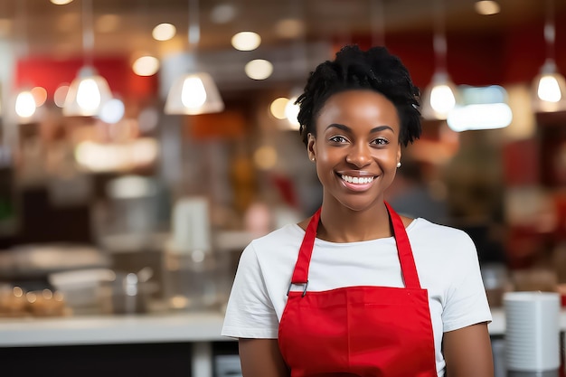 Tanzaniaanse vrouw werkt in een supermarkt