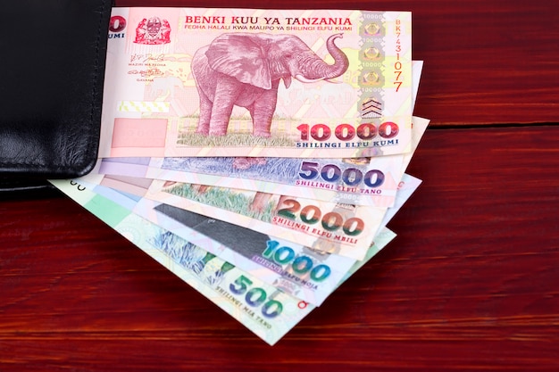 Tanzanian shilling in the black wallet