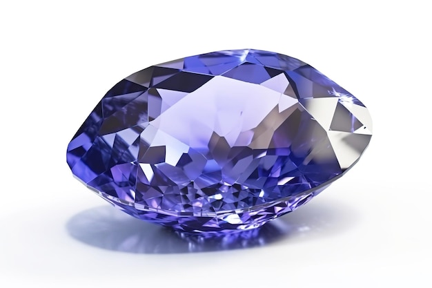 Tanzanite is a rare precious natural geological stone on a white background in low key AI generated