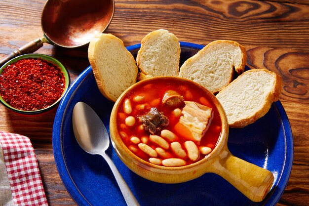 Tapas fabada asturiana beans and sausage spain