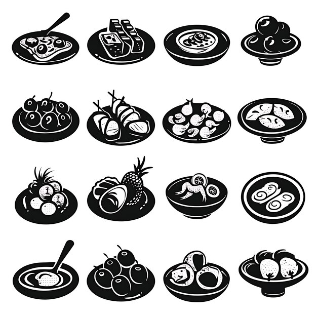 Photo tapas food icon with a variety of small spanish dishes such symbol idea design simple minimal art