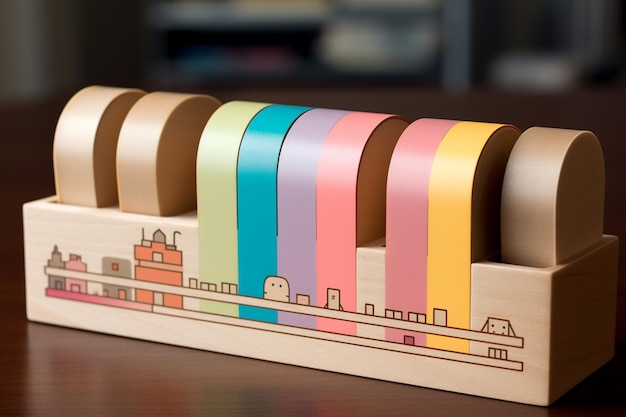 Photo a tape dispenser with colorful washi tape rolls