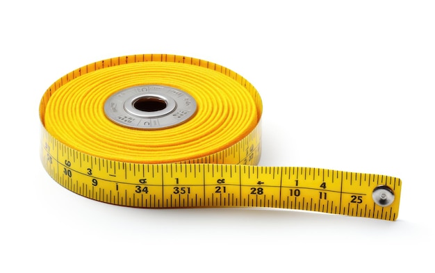 Photo tape measure on white background