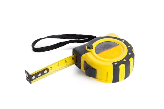 Tape measure on white background