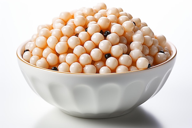 Tapioca Pearls for Bubble Tea Isolated on White Background