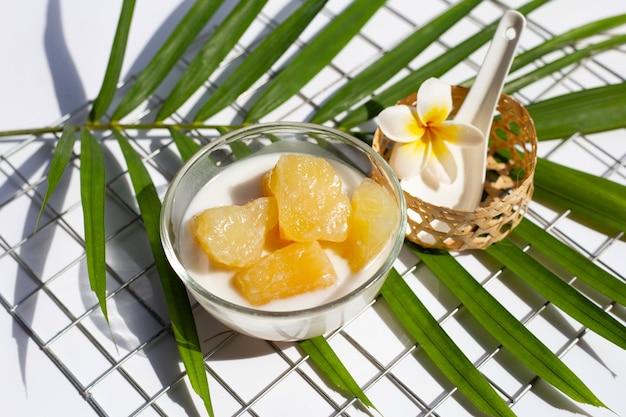 Tapioca in syrup with cocont milk