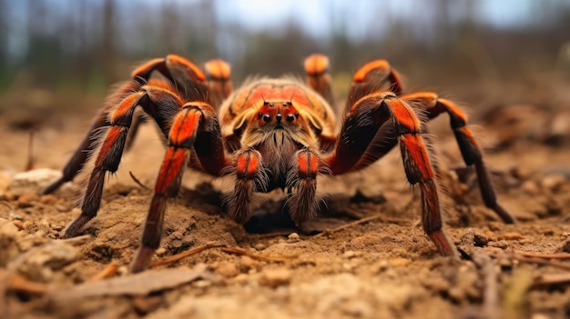 Tarantula Spider in Close Up on the Ground