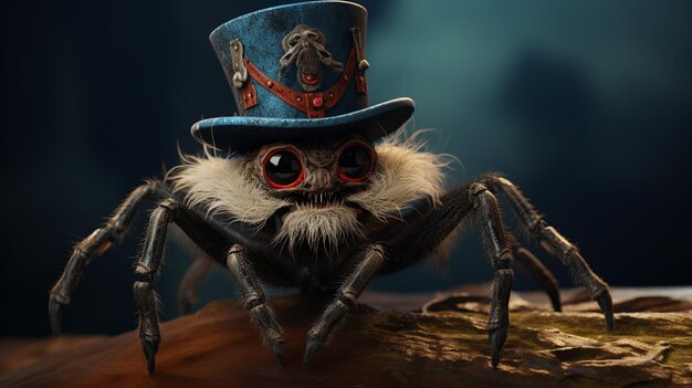 A Tarantula With Tiny Top Hat On Its Back Wallpaper