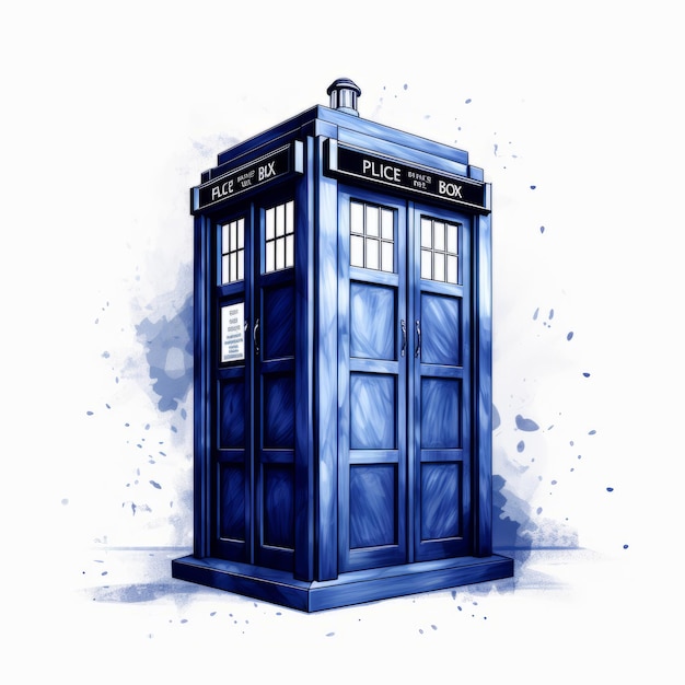 The TARDIS A Chromatic Exploration in Minimalist Design with Soft Curves against a Pure White Backd