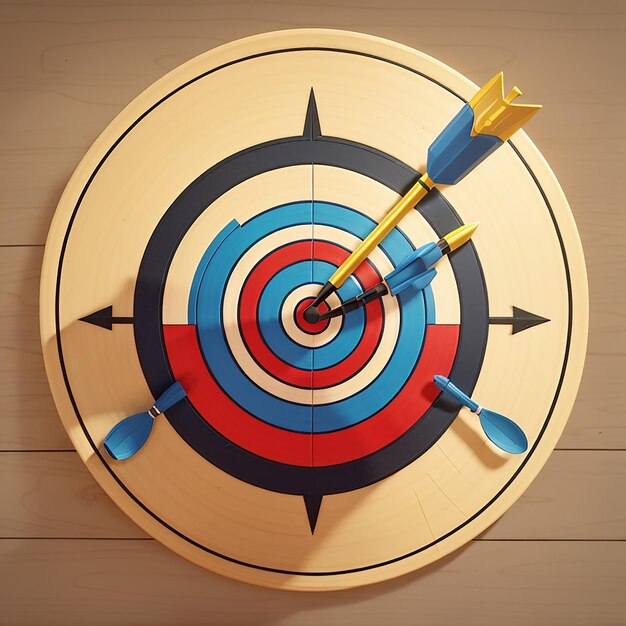 ターゲットと矢印 Bullseye カートゥーン ベクトル アイコン イラスト スポーツ ビジネス アイコン コンセプト 孤立したプレミアム ベクトル フラット カートゥン スタイル