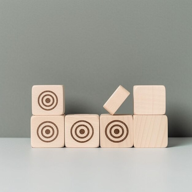 Photo target concept with wooden blocks