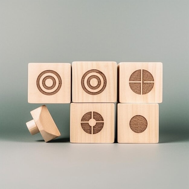 Photo target concept with wooden blocks