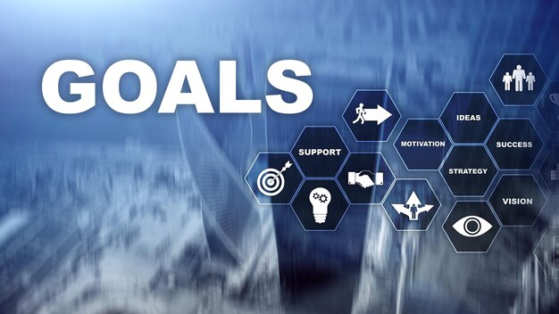 Photo target goals expectations achievement graphic concept business development to success and growing growth