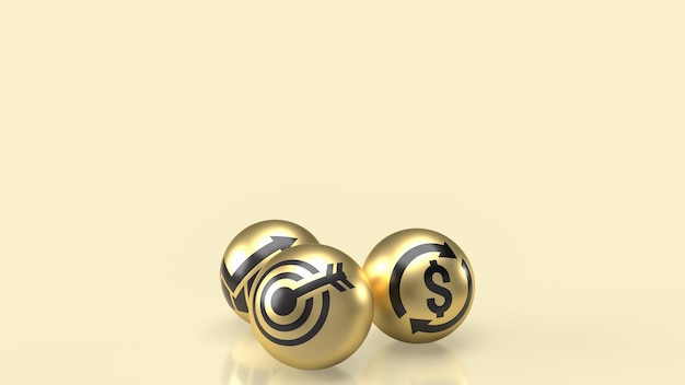 Photo the target icon on gold ball for business concept 3d rendering