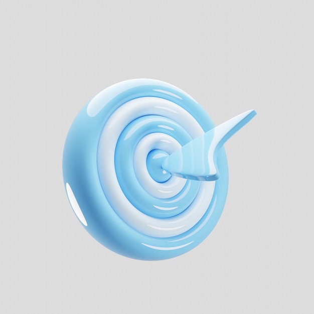 Фото Значок цели со стрелкой на 3d-рендеринге синяя цель с 3d-иллюстрацией в мультяшном стиле