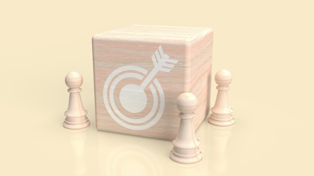 The target icon on wood cube for abstract or business concept 3d rendering