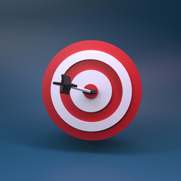Target with an arrow in the center 3d render