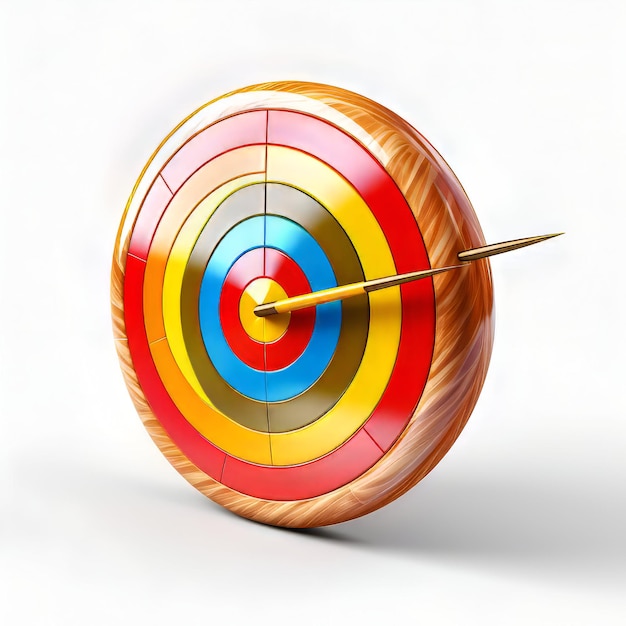 Target with arrow on white background 3d illustration High resolution