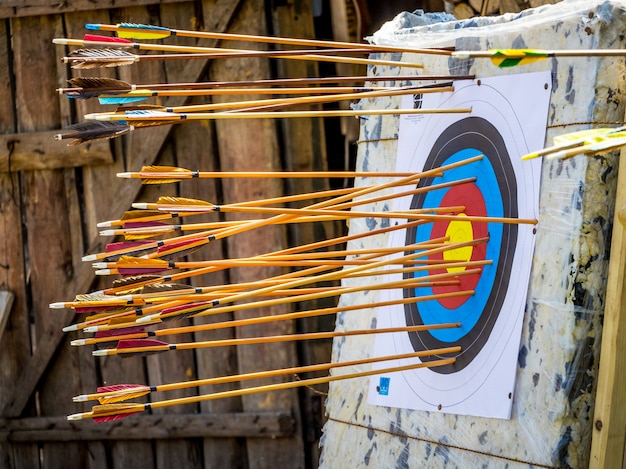 Target with arrows, archery competition for accuracy