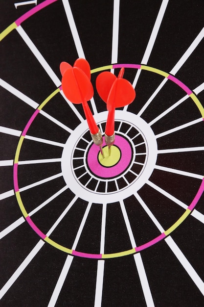 Photo target with darts closeup