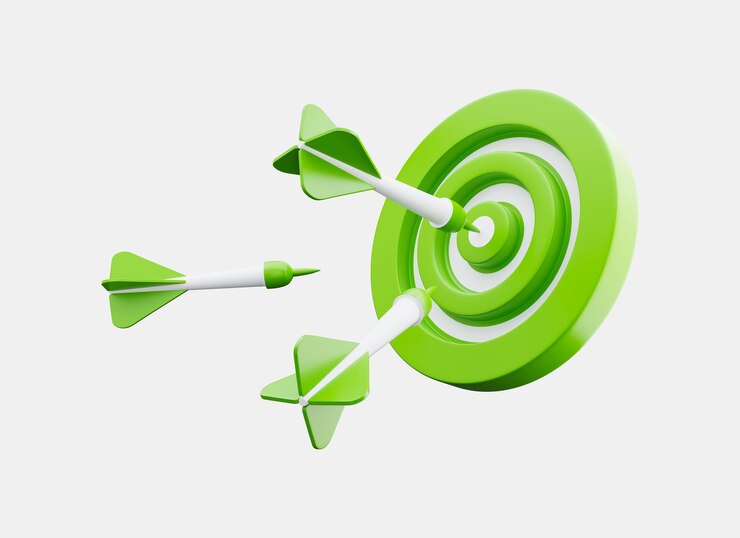 Photo target with three arrows hit center 3d render seo optimization and smm concept business success