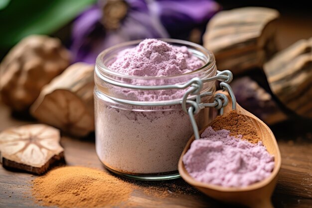 taro powder in jar professional advertising food photography