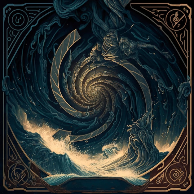 Tarot card representing the maelstrom, fantasy